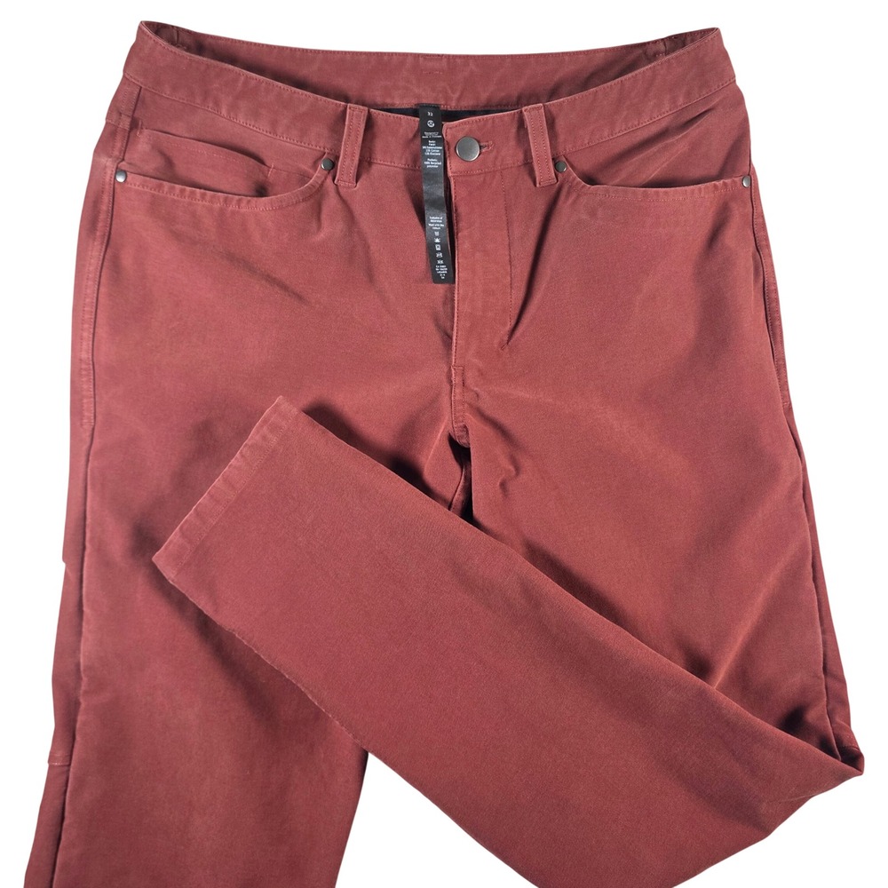 Lululemon ABC Slim Fit Pant 32 Rust Red Canvas Casual Travel Pants Men